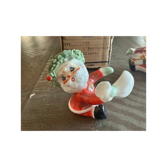 Vtg Napcoware Santa & Mrs Claus Christmas Candle Climbers Huggers Spaghetti - Picture 5 of 6